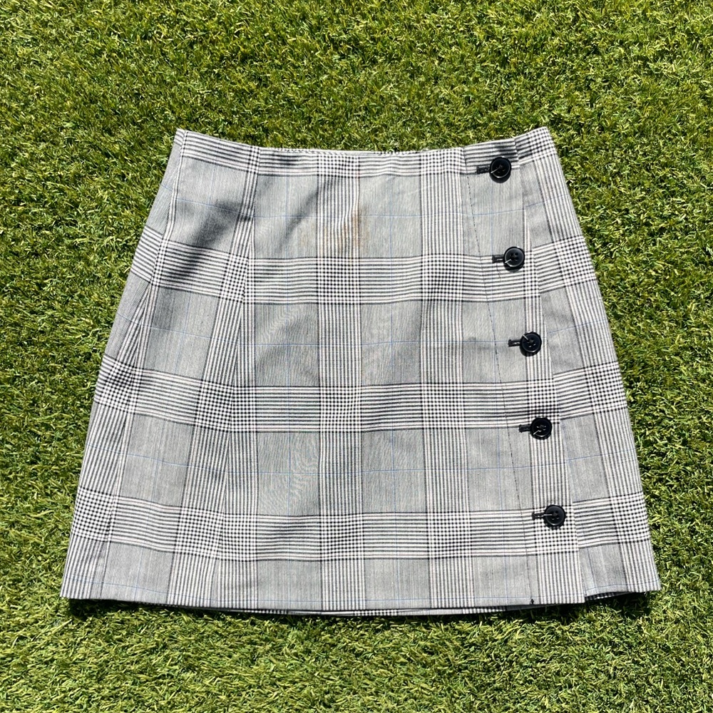 Blue gray plaid Aritzia Sunday Best mini skirt